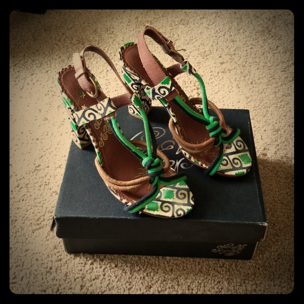 Naughty Monkey blue and green rope slingback sanda